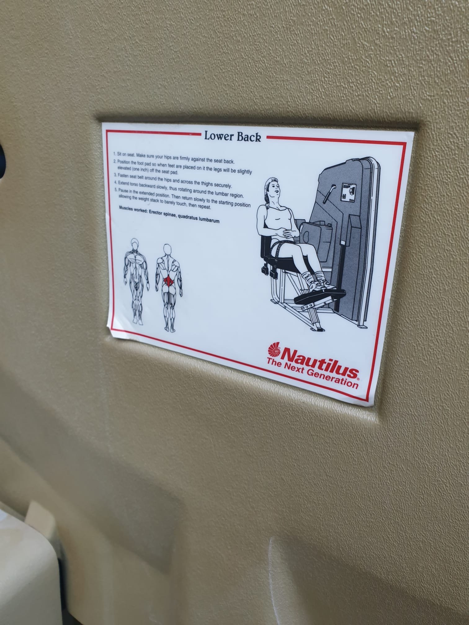 Nautilus Next-Generation Lower back